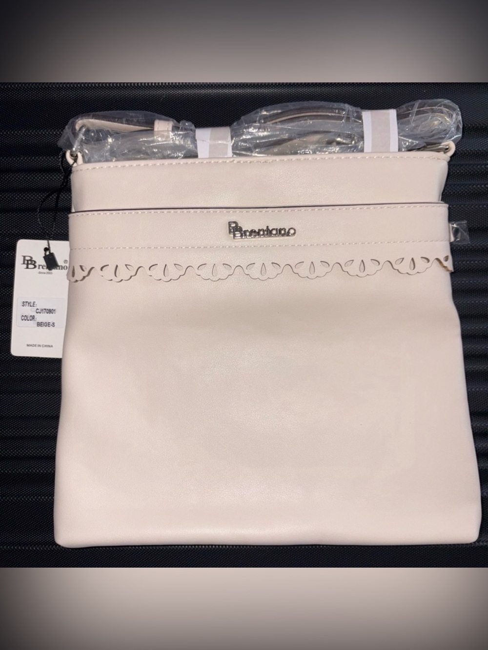 Brentano Cream laser cut Women's Crossbody Bag. Bundle